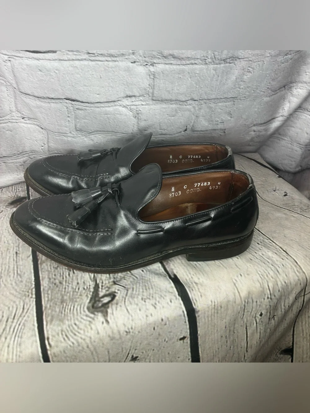 Vtg Allen Edmonds Old Money Ivy League Black Leather Tassel Preppy Loafers 8C